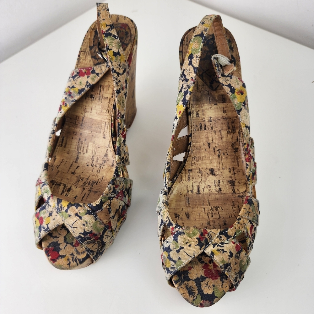 Floral Cork Women floral wedge sandals size 9 - Picture 3 of 12